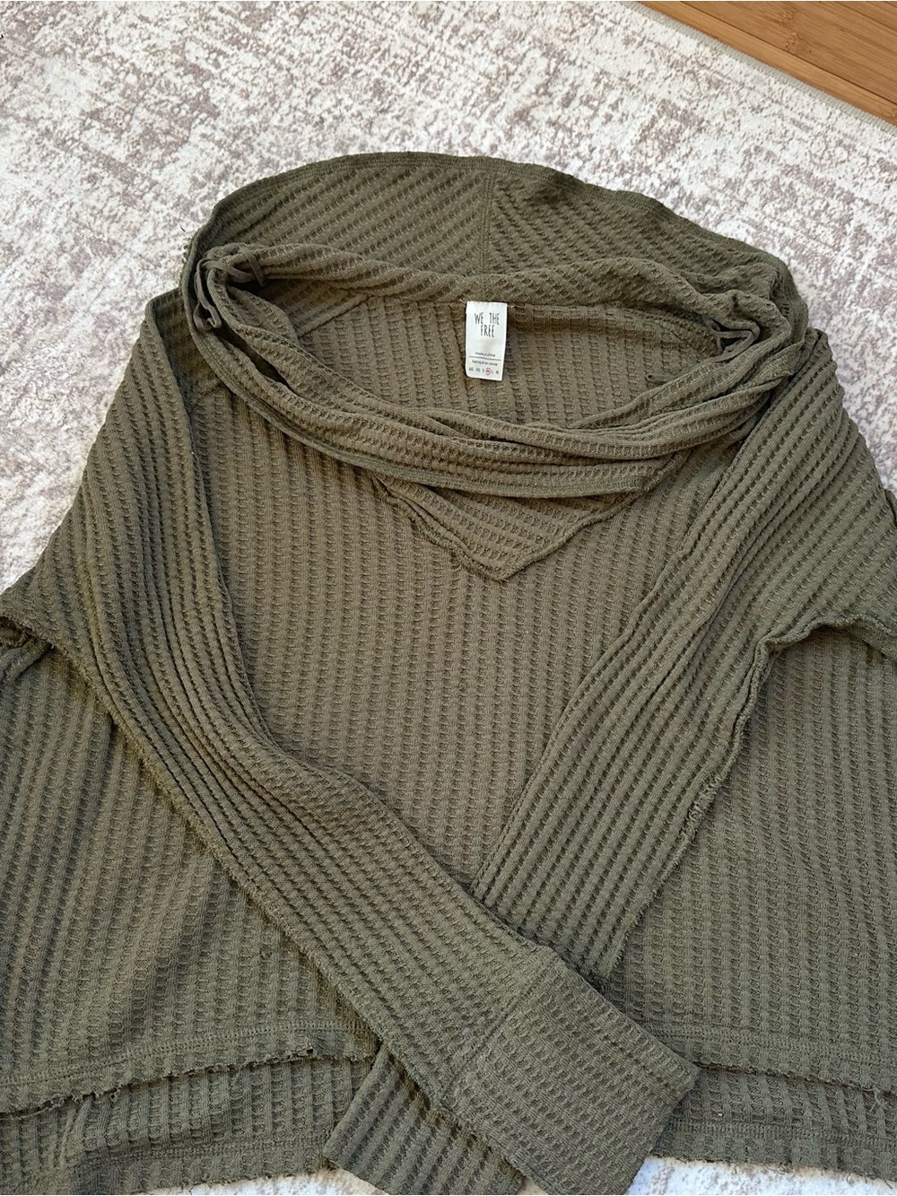 We The Free Waffle-Knit Olive Green Sweater